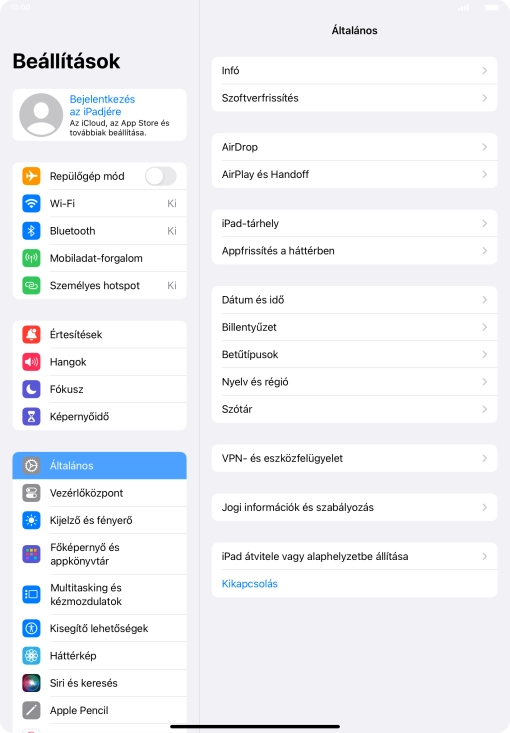Válaszd a Bejelentkezés az iPadjére lehetőséget.