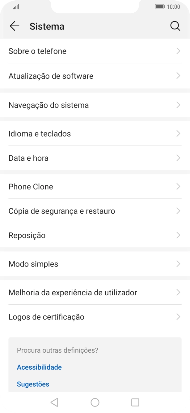 Prima Atualização de software. Se existir uma nova versão de software disponível, será agora indicado no ecrã. Siga as indicações no ecrã para atualizar o software do telefone.