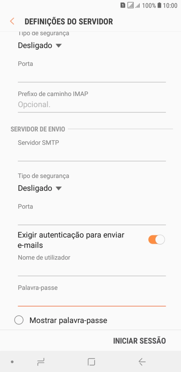 Prima INICIAR SESSÃO.