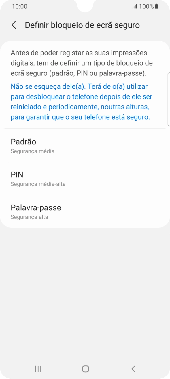 Prima o código de bloqueio do telefone pretendido e siga as indicações no ecrã para estabelecer um código de bloqueio adicional.