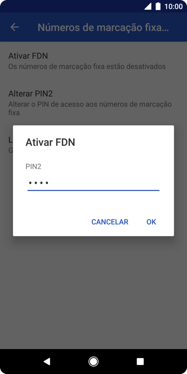 Introduza o código PIN2 e prima OK.