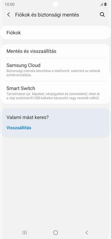 Válaszd a Fiókok lehetőséget.