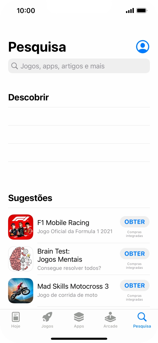 Prima o campo de pesquisa e introduza o nome ou categoria da app pretendida.