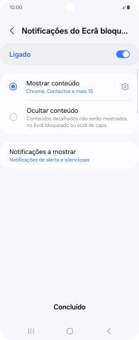 Prima as definições pretendidas para as ativar ou desativar.