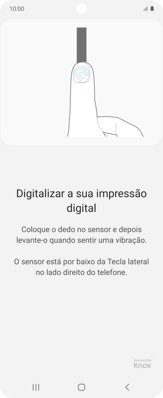 Siga as indicações no ecrã para definir a impressão digital como código de bloqueio.