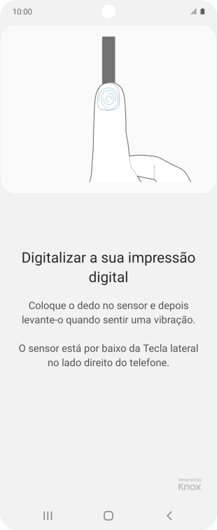 Siga as indicações no ecrã para definir a impressão digital como código de bloqueio.