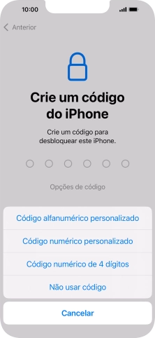 Siga as indicações no ecrã para ativar a utilização do código de bloqueio do telefone ou prima Não usar código. Siga as indicações no ecrã para ativar a utilização do código de bloqueio do telefone ou prima Não usar código.