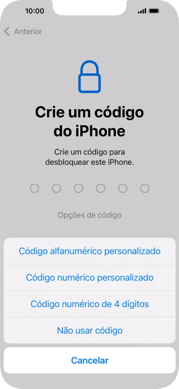 Siga as indicações no ecrã para ativar a utilização do código de bloqueio do telefone ou prima Não usar código. Siga as indicações no ecrã para ativar a utilização do código de bloqueio do telefone ou prima Não usar código.