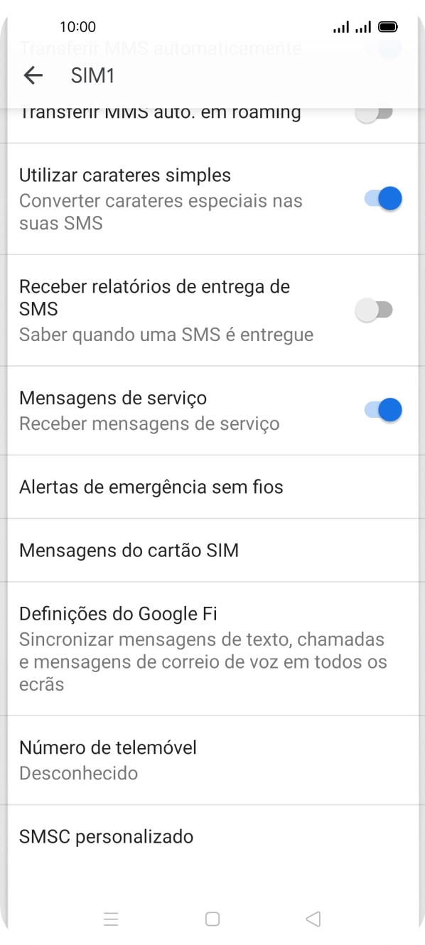 Prima SMSC personalizado.