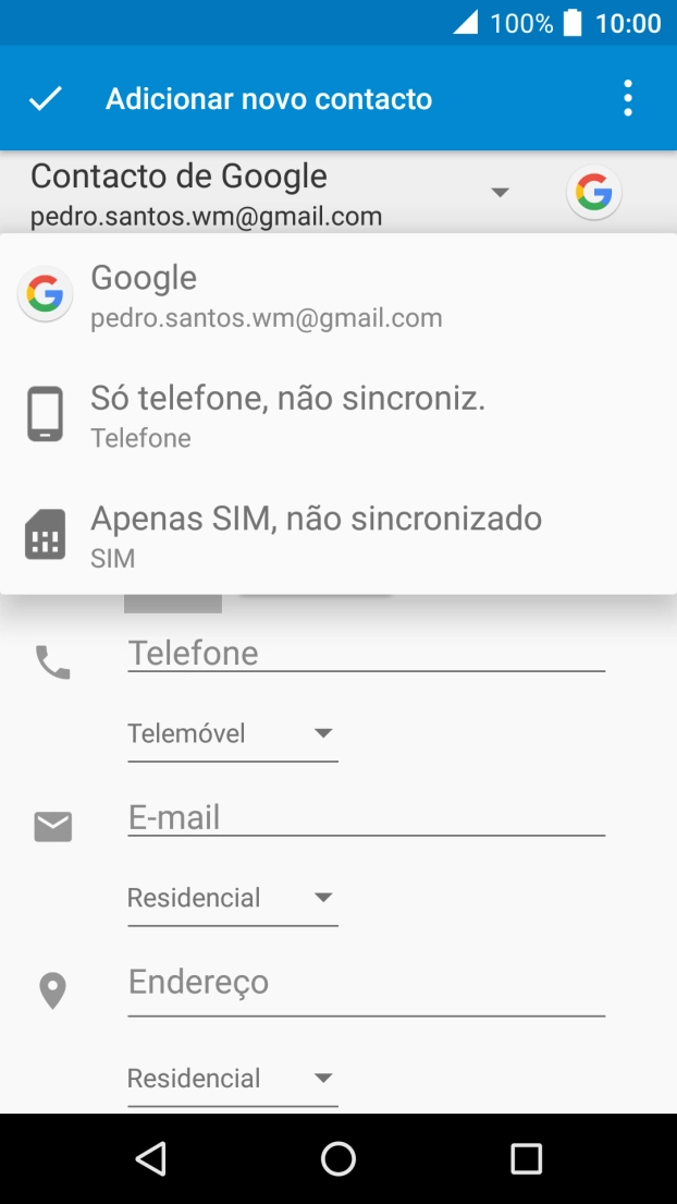 Prima Só telefone, não sincroniz..