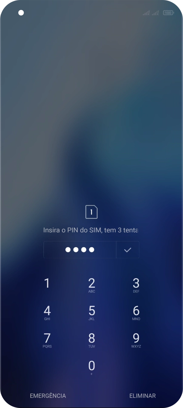Se necessário, introduza o código PIN e prima o ícone para aceitar.