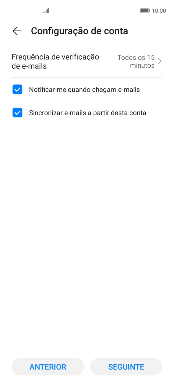 Prima Frequência de verificação de e-mails.