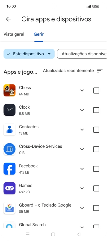 Prima a app pretendida.
