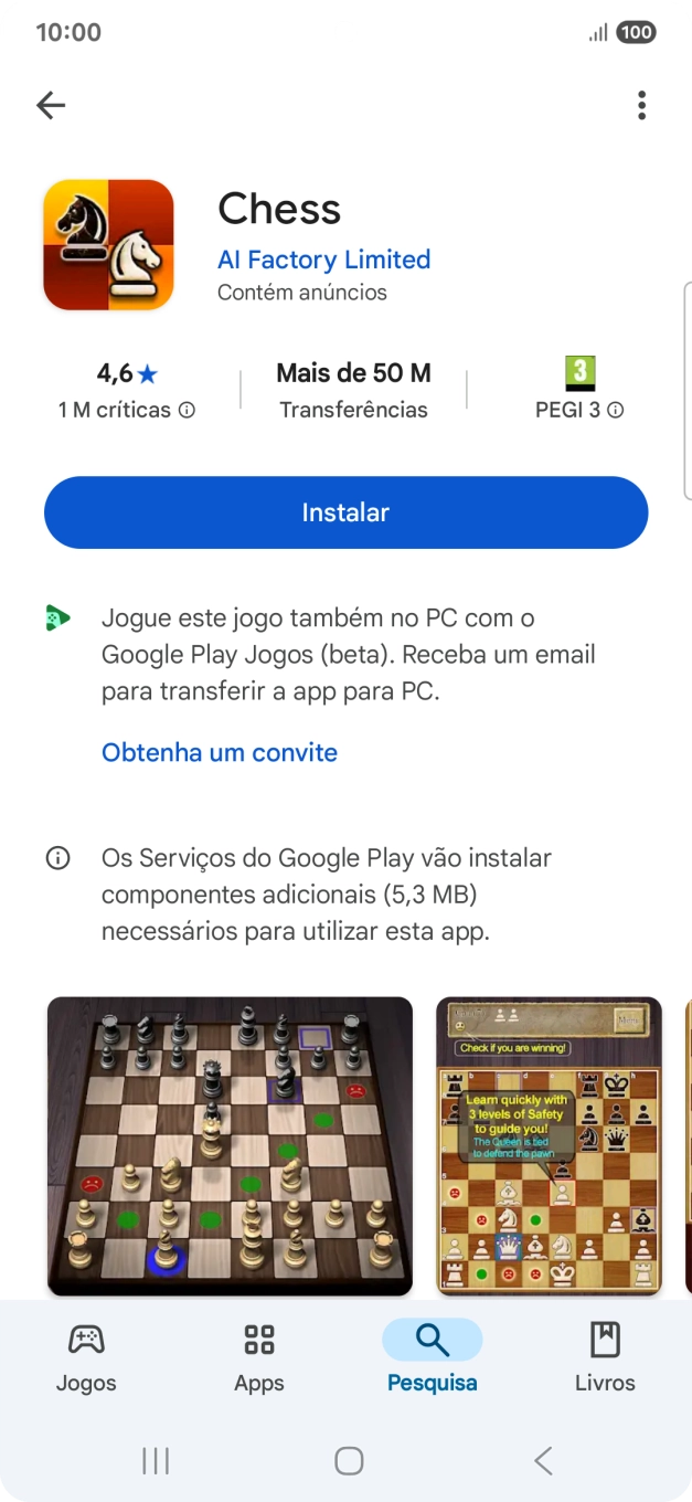 Prima Instalar e siga as indicações no ecrã para instalar a app.