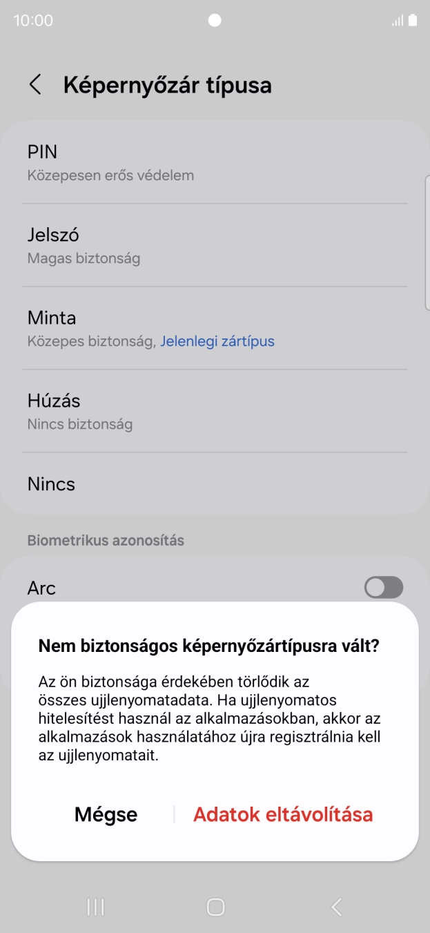 Válaszd az Adatok eltávolítása lehetőséget.
