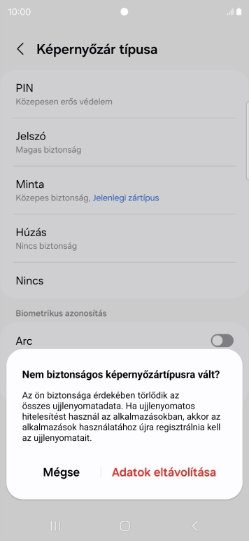 Válaszd az Adatok eltávolítása lehetőséget.