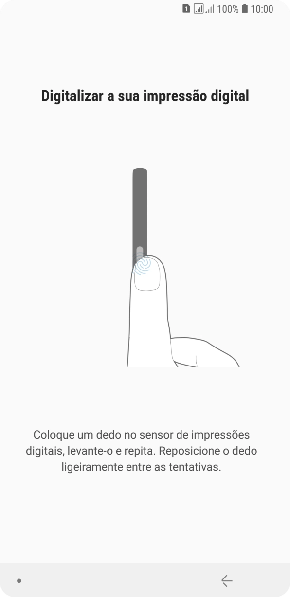 Siga as instruções no ecrã para definir uma impressão digital como código de bloqueio do telefone.