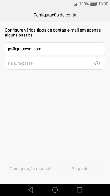 Prima Palavra-passe e introduza a password da sua conta de e-mail.