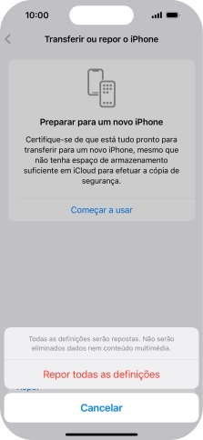 Prima Repor todas as definições.