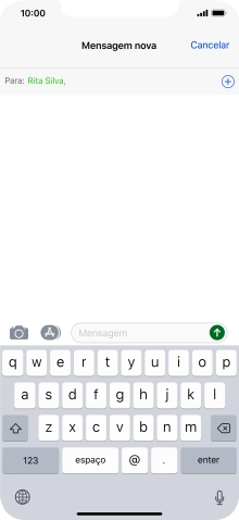 Prima o campo de escrita e escreva o texto da sua mensagem multimédia.
