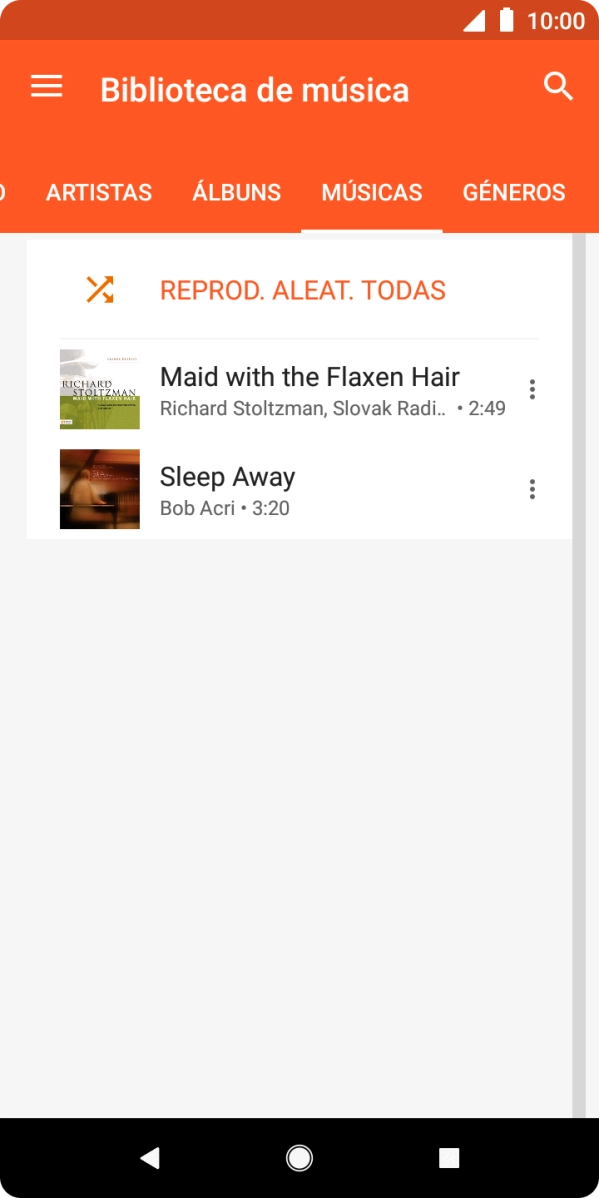 Prima o ficheiro de música pretendido.