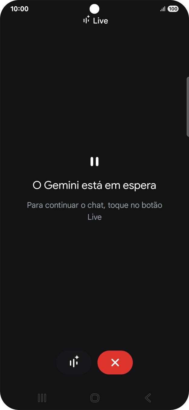 Para reiniciar a conversa, prima o ícone para retomar.