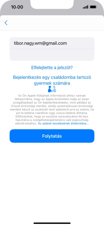 Válaszd a Folytatás lehetőséget.