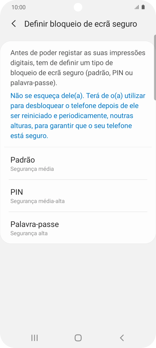 Prima o código de bloqueio do telefone pretendido e siga as indicações no ecrã para estabelecer um código de bloqueio adicional.