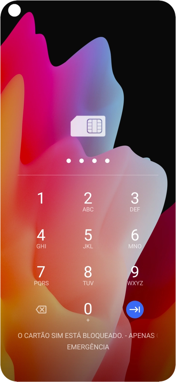 Se necessário, introduza o código PIN e prima a seta para a direita.