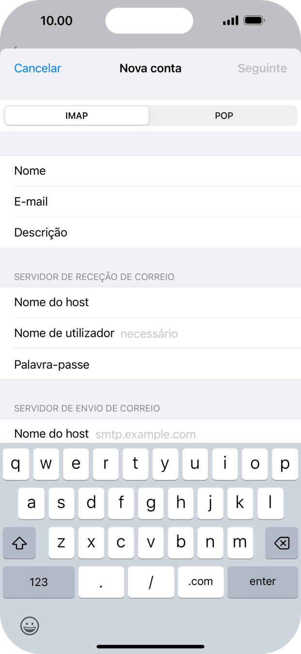 Prima Nome de utilizador e introduza o nome de utilizador da sua conta de e-mail.