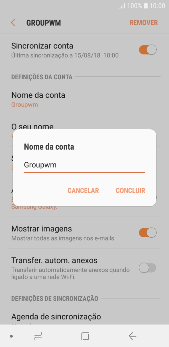 Introduza o nome pretendido da conta de e-mail CONCLUIR.