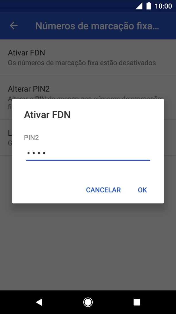 Introduza o código PIN2 e prima OK.