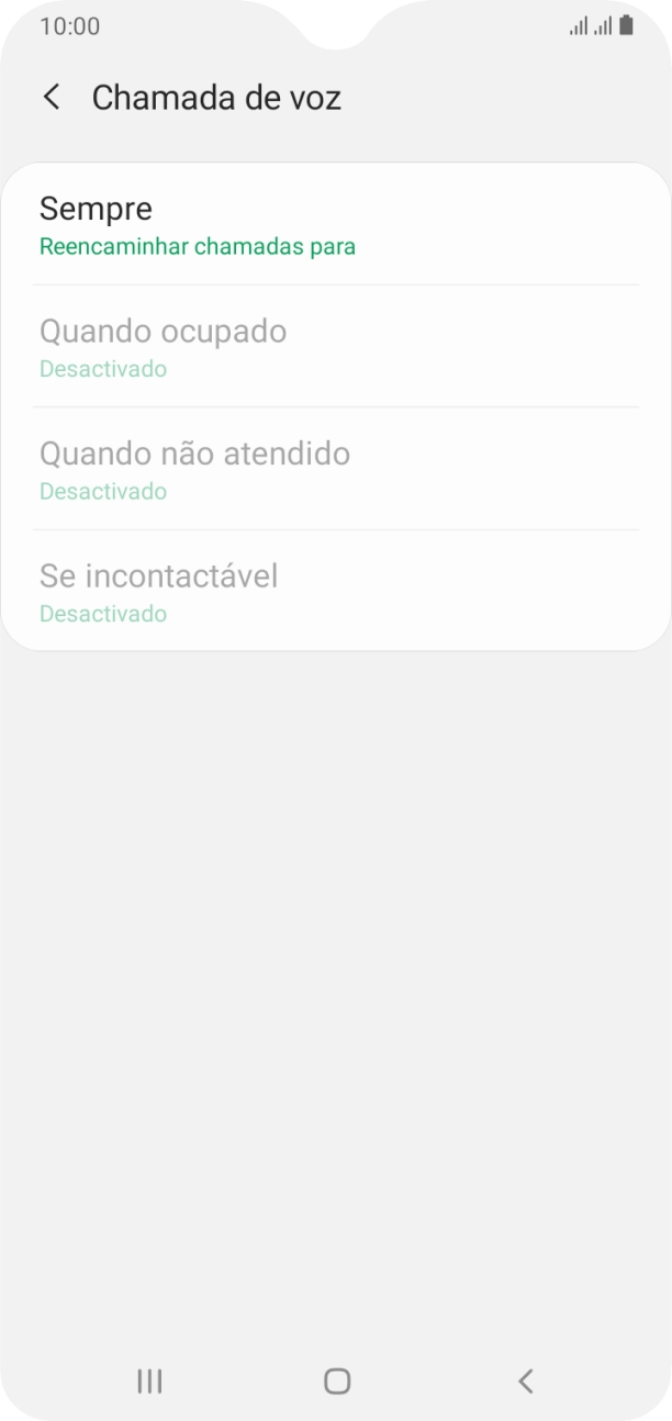 Prima o tipo de desvio pretendido.