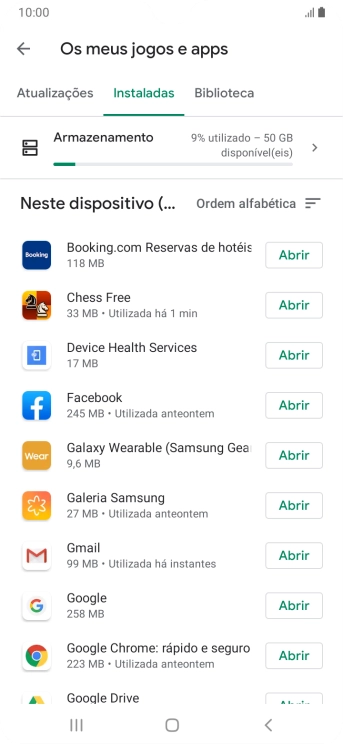 Prima a app pretendida.