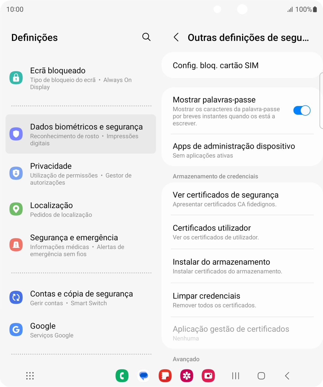 Prima Config. bloq. cartão SIM.