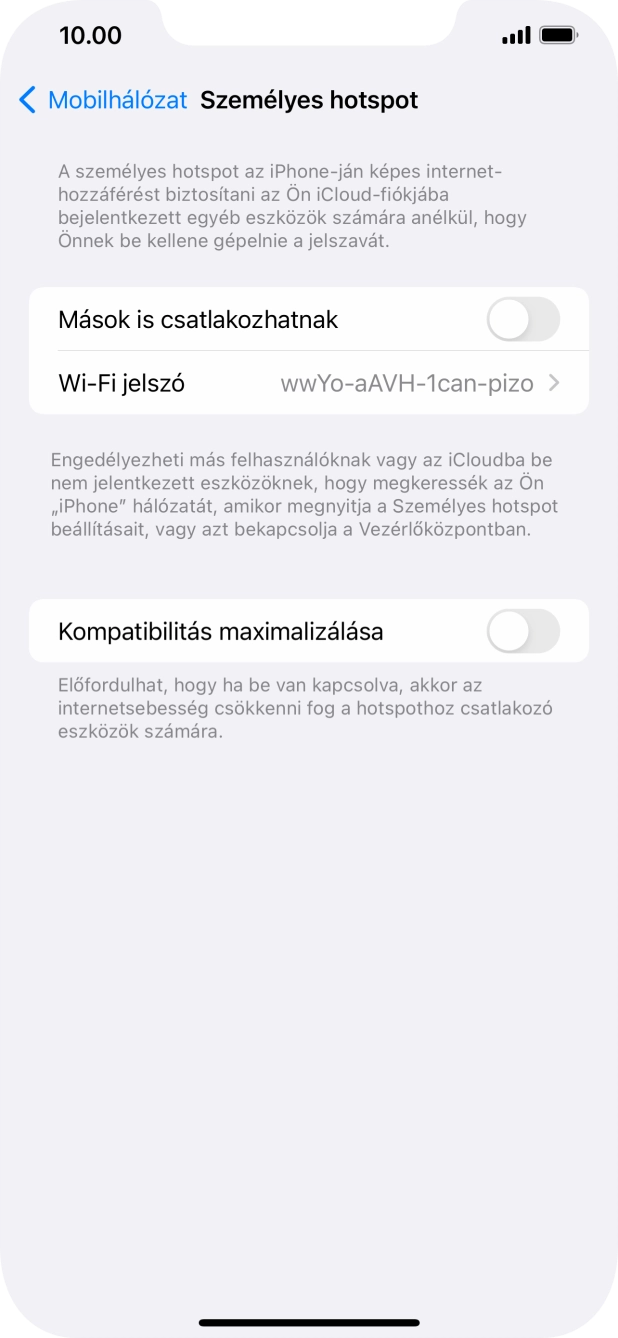 Kattints a Wi-Fi jelszó mezőre, és írd be a kívánt jelszót.