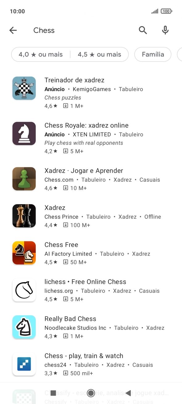 Prima a app pretendida.