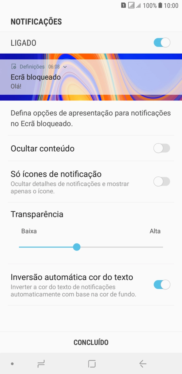 Prima o indicador junto as definições pretendidas.