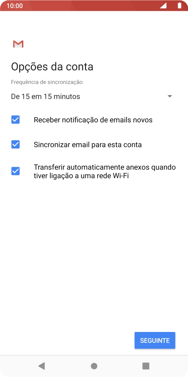 Se o ecrã mostrar esta imagem, a sua conta foi identificada e configurada automaticamente. Siga as indicações no ecrã para introduzir informações adicionais e concluir a configuração.