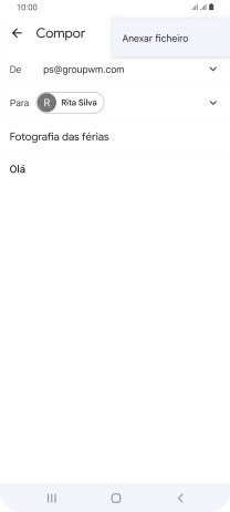 Prima Anexar ficheiro e vá até à pasta pretendida.