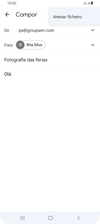 Prima Anexar ficheiro e vá até à pasta pretendida.
