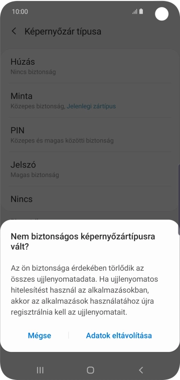 Válaszd az Adatok eltávolítása lehetőséget.