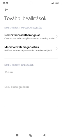 Válaszd a Nemzetközi adatbarangolás lehetőséget.