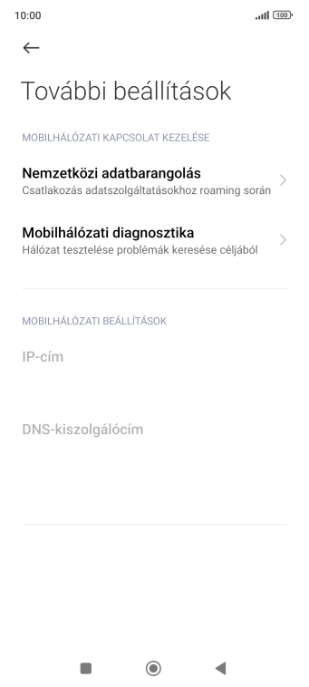 Válaszd a Nemzetközi adatbarangolás lehetőséget.