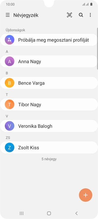 Kattints az új kontaktok ikonra.