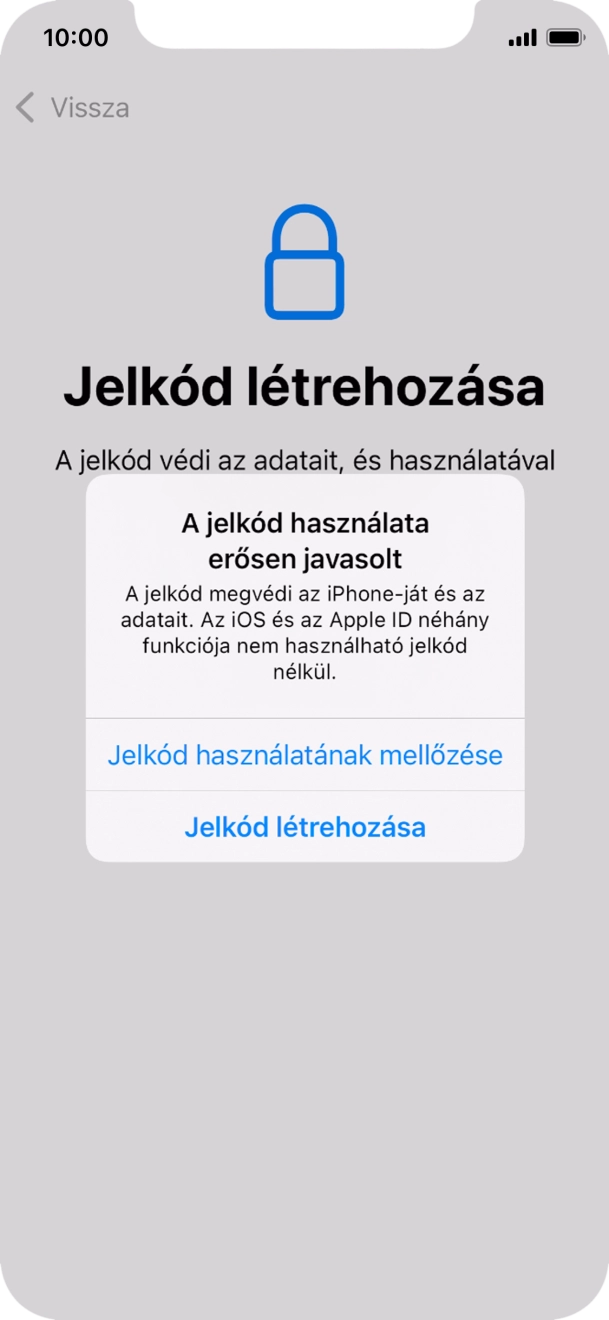 Ha kikapcsolod a funkciót, válaszd a Jelkód használatának mellőzése lehetőséget.