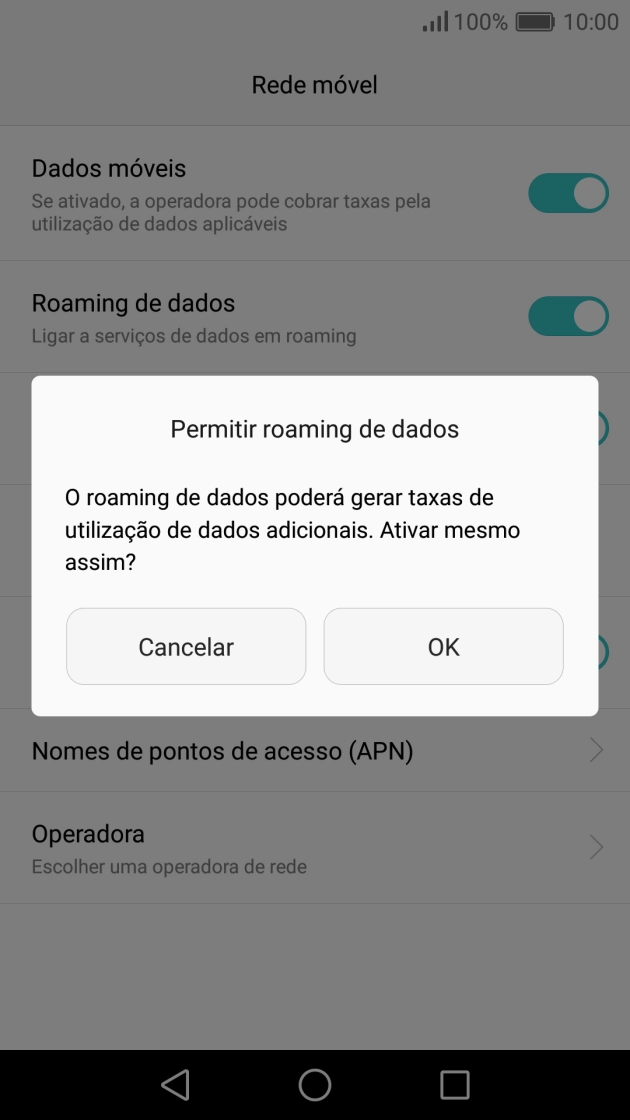 Se ativar a função, prima OK.