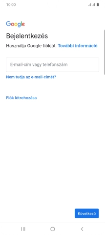 Amennyiben nincs Google-fiókod, válaszd a Fiók létrehozása lehetőséget, és kövesd a képernyőn megjelenő utasításokat egy új fiók létrehozásához.