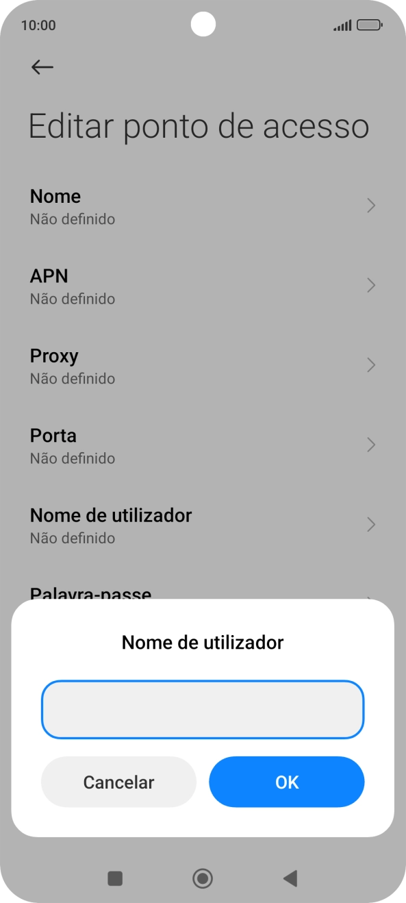Introduza vodafone e prima OK.
