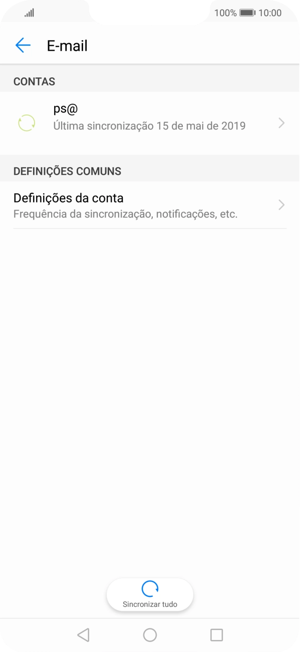 Prima Definições da conta.